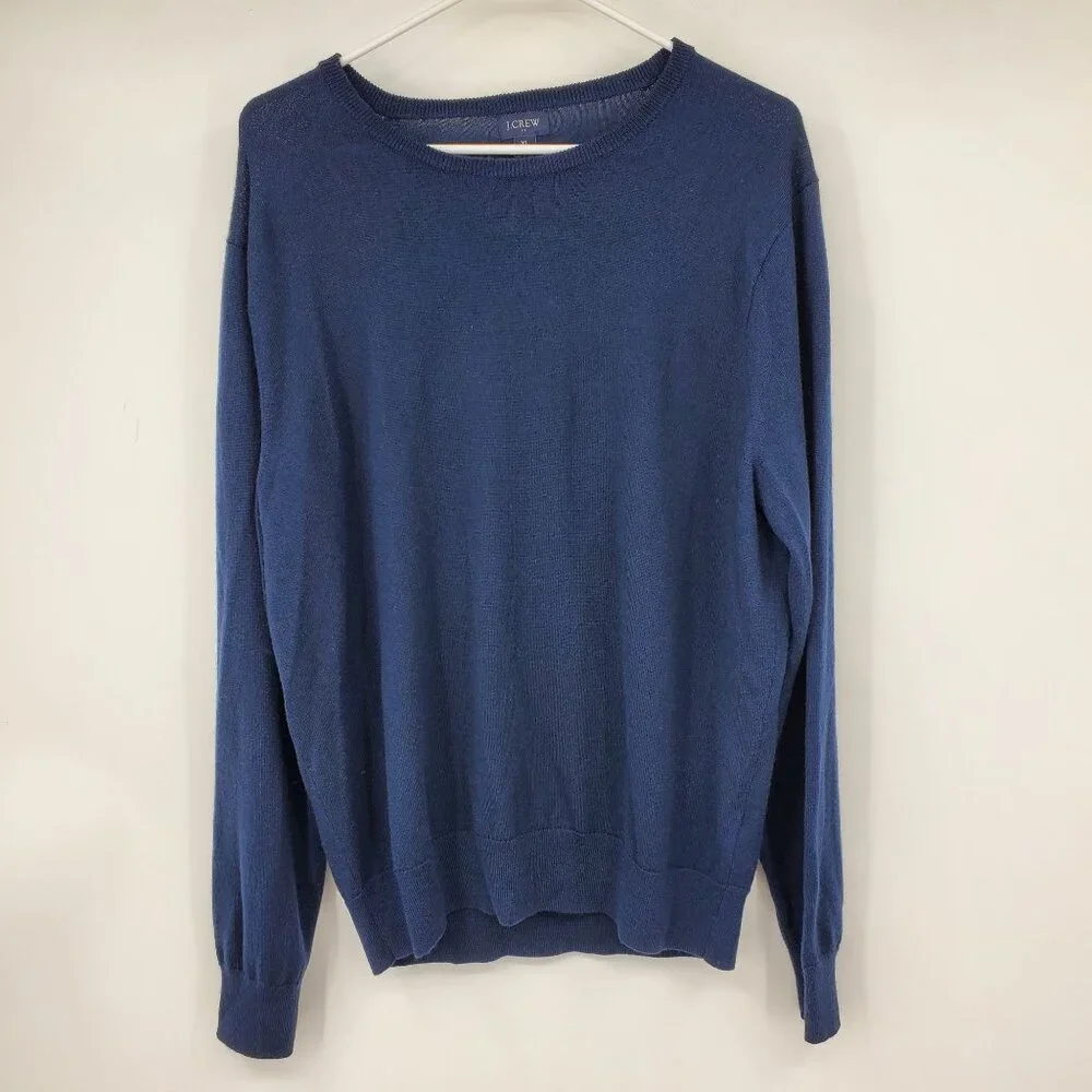 J. Crew Wool Blend Navy Blue‎ Men's Pullover Crewneck Sweater Shirt XL